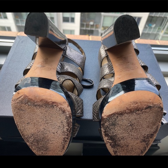 Coach Moreen Metallic Pewter Leather Lace Up Heel - Picture 7 of 8